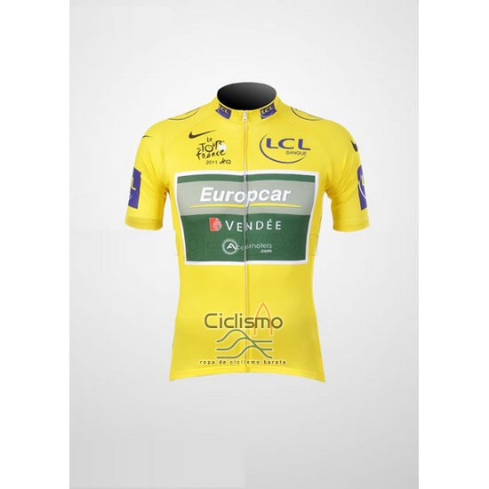 Europcar Lider Ropa Ciclismo Culotte Corto 2011 Hombre Mangas Cortas AMarillo